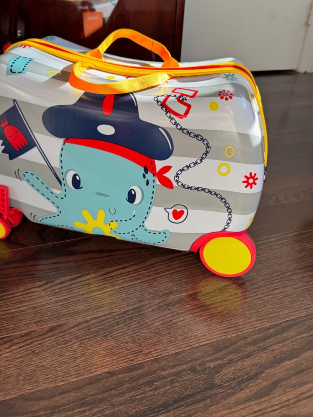 Kids Rolling Pirate Octopus Carry-On Travel Case - Yellow & Blue